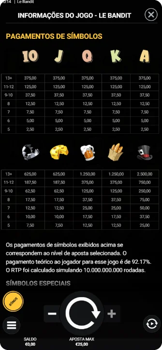 Informações do jogo