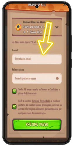 Registre sua conta